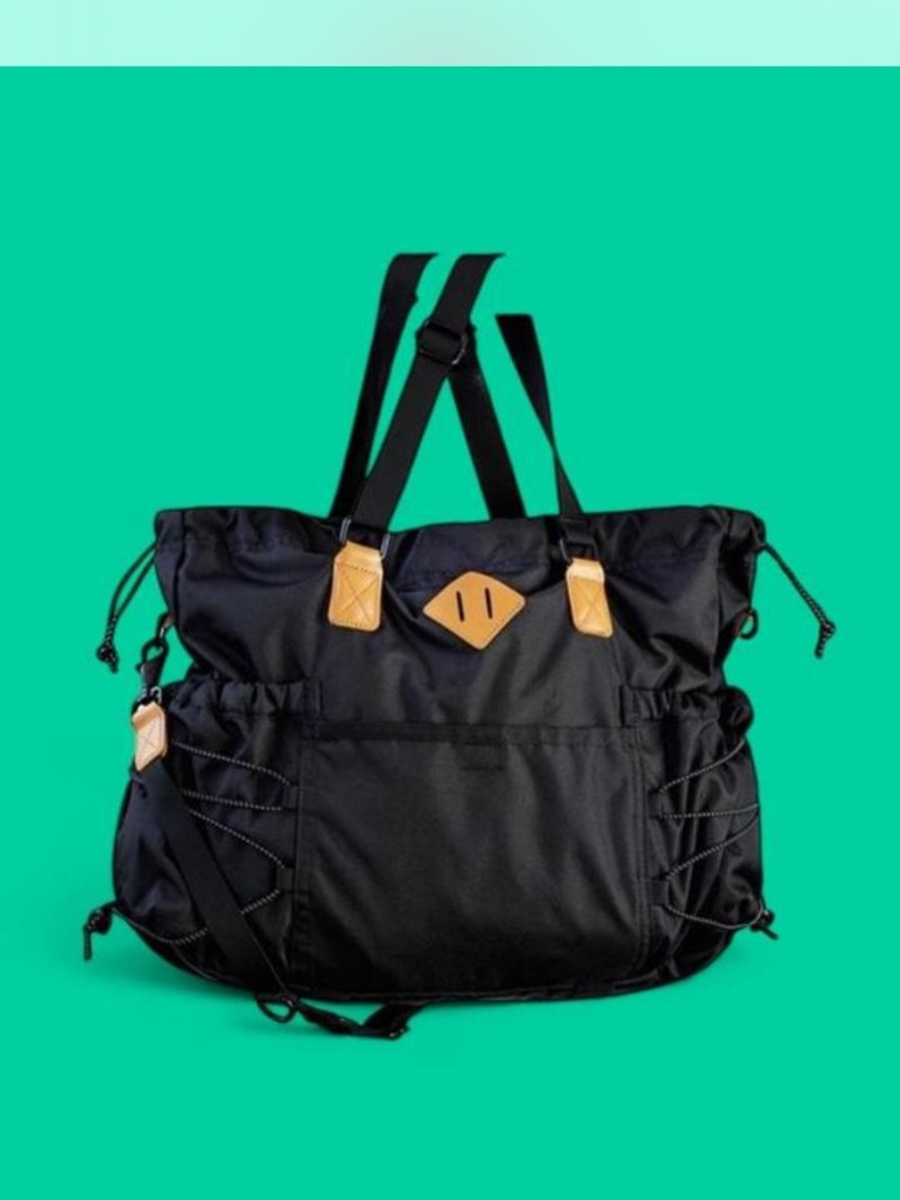 United By Blue Black inspired Tote with Tan Trim